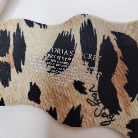 Victoria's Secret Very Sexy Push-Up Bra 32B Nude Leopard inside Scalloped Edge - Picture 3 of 8